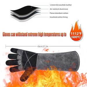 Gants de travail de sécurité unisexes en cuir véritable, résistants aux hautes températures, détection des aiguilles, certifiés CE, résistants aux acides - Product Image 2
