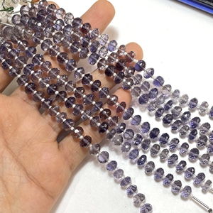 Perles en forme de rondelle à facettes en iolite naturelle 7-7.5mm perles de pierres précieuses bleues en gros pour la fabrication de bijoux - Product Image 6