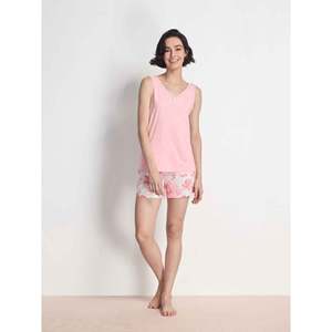 Conjunto de Camiseta sin Mangas y Pantalones Cortos de Bambú con Encaje para Mujer, Estilo Casual de Verano, Tejido Suave - Product Image 4