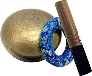 ชามร้องเพลงแผ่นรองชามทองเหลืองโบราณดีไซน์แบบทำด้วยมือหลายสีและรูปทรง - Product Image 4