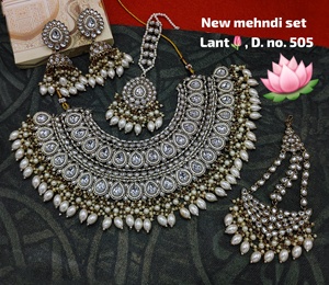 Conjunto de joyería chapada en oro Kundan tradicional indio y conjunto de collar de Gargantilla para mujeres y niñas accesorios indios joyería Mujer - Product Image 3