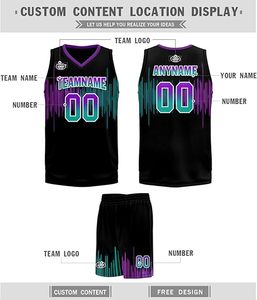 Tenue de basket-ball personnalisée respirante et imprimée, kit complet pour adultes et jeunes, 100% polyester, uniformes de basket-ball - Product Image 6