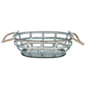 Galvanized <b>Bowls</b> Indoor Tableware Theme Japanese Antique Fruits Storage Food <b>Bowl</b> Home Decorative <b>Bowl</b> With Wooden Handle - Product Image 3