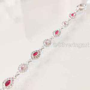 Women's <b>Bracelet</b> Natural Ruby Gemstone July Birthstone anniversary Christmas Gift Handmade Jewelry 925 Sterling Silver <b>Bracelet</b> - Product Image 3