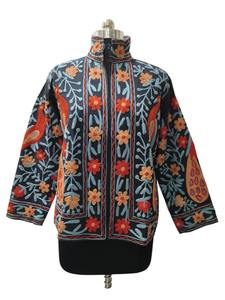 Handmade Multicolor Suzani Embroidered Cotton <b>Jacket</b> for <b>Women</b> Breathable Floral Design Handcrafted Artisan <b>Women's</b> <b>Jacket</b> - Product Image 2
