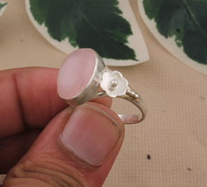 Quartz rose forme ovale bague en Quartz rose bague en argent sterling 925 bague fleur bijoux faits à la main cadeau d'anniversaire - Product Image 5