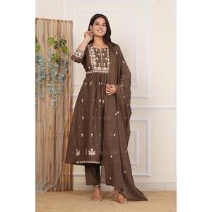 ชุดคุร์ตาผ้าชีฟองปักลายผ้าฝ้ายพร้อมเสื้อแขนสามส่วน - Product Image 3