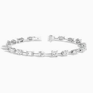 Stylish 10K White Gold Multi-Shape <b>Bracelet</b> with Lab Grown Diamonds Alternating Stone Pattern Ideal for Womens Everyday Wear - Product Image 2