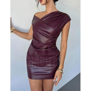 Vestido de Cuero para Mujer de Alta Calidad para Fiestas, Último Estilo, Color Sólido - Product Image 5