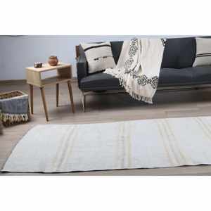 Alfombra Turca, Alfombra Vintage de 3.2x11.5 pies, Alfombra Ikat Blanca y Marrón - Product Image 2