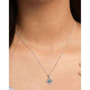 NOVAMART Fine Genna Silver <b>Pendant</b> Chain <b>Emerald</b> Cut Flower Geometric Design Featuring Zircon Pearl Rhodium-Plated Trendy Classi - Product Image 4