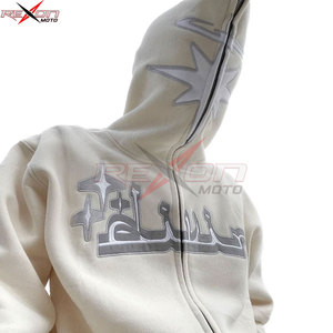 Embroidered Print Hoodies Men's Fashion Oversized Full <b>Zip</b> <b>Up</b> Hooded Sweatshirt Hip Hop Long Sleeve Jacket Coat Streetwear - Product Image 4