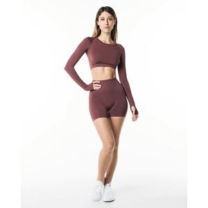 Camiseta de manga larga sin costuras para mujer, 51% de poliamida, 38% de poliéster, 11% de elastano, cuello redondo, corte raglán, otoño - Product Image 2