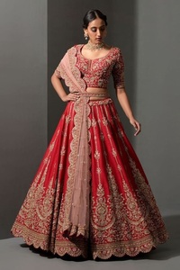 NEW STYLISH BEAUTIFUL EMBROIDERY on <b>BLOUSE</b> WITH LEHENGA DRESS Embellished WITH CRYSTAL GLASS BEADS,STONE,DABKA Work @ 2023 - Product Image 2