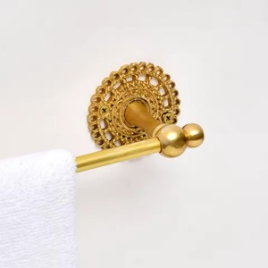 High Quality Handmade Golden <b>Towel</b> Hanger Floral Base Bathroom Hardware Accessories Brass <b>Towel</b> Rod Wholesale - Product Image 3
