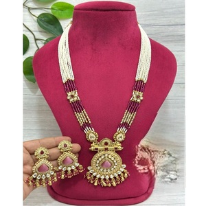 Belle meilleure qualité plaqué or Fine Kundan Polki Rajwadi collier ensemble indien fête de mariage porter Collection bijoux pour les femmes - Product Image 1
