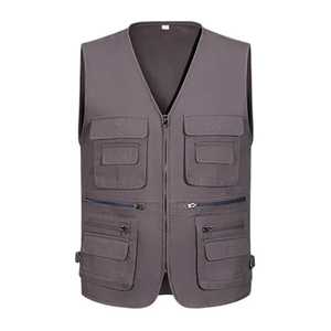 เสื้อกั๊กสำหรับนักถ่ายภาพกันลมสำหรับผู้ชาย, เสื้อกั๊กลำลองโอเวอร์ไซส์ระบายอากาศได้มีกระเป๋าตาข่ายผ้าใบระบายอากาศใช้ได้ทั้งกลางแจ้งและฤดูหนาว - Product Image 2