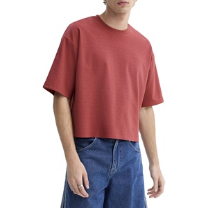 100% algodón de gran tamaño Crop Boxy camiseta para hombres Drop Shoulder Streetwear lujo logotipo personalizado de alta calidad diseño liso Casual - Product Image 5