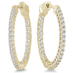 Pendientes de Aro de Plata de Ley 925 con Baño de Oro de 14K, Certificados por IGI, con Diamantes de Moissanita VVS, Estilo Hip Hop, para Mujer - Product Image 1