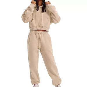 Nouveau Style femmes 2 pièces survêtement ensemble recadrée sweat à capuche sweat pantalons de survêtement étiquette personnalisée hiver hauts court Long disponible 2026 - Product Image 4