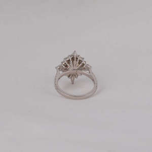 14KT <b>Solid</b> Gold Plated Classic Engagement Ring Oval Cut Lab Grown Diamond with Tiny Marquise Round Cut Diamond Elegant Style - Product Image 3