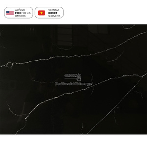 Thấp hơn thuế quan cảnh tượng đa dạng đàn hồi khách sạn dự án cao bóng đen Carrara nhân tạo thạch anh đá phiến cho Vanity - Product Image 2