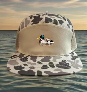 Casquette de camion en maille à bec plat à 7 panneaux avec logo brodé personnalisé fermeture à bouton-pression réglable faible taxe toile à la mode cyclisme plage - Product Image 4