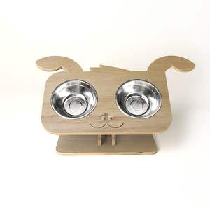 Natural Grain Wooden And Metal <b>Dog</b> Bowl With Support Stand Highlighting Organic Texture In Pet Home Decor - Product Image 6