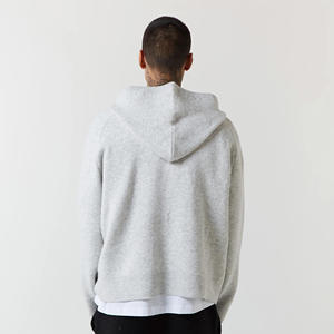 เสื้อฮู้ดดี้ผู้ชายคุณภาพสูง ผ้าฝ้าย 100% สีเทา เนื้อผ้าหนา แบบเฟรนช์เทอร์รี่ ทรงหลวม ไหล่ตก สั่งทำได้ - Product Image 4