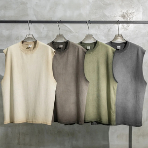 ยิมระบายอากาศ TankTops ชุดเดี่ยวที่กําหนดเองของผู้ชายสไตล์ถนนสูงเสื้อกล้ามยางขนาดสหรัฐอเมริกาเสื้อกล้ามผู้ชายยืดได้โลโก้ที่กําหนดเอง - Product Image 2