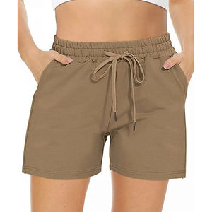 2024 Custom Athletic Women's Biker Shorts Breathable Summer Solid Color High Waist <b>Drawstring</b> Pockets Customized Color & Sizes - Product Image 4