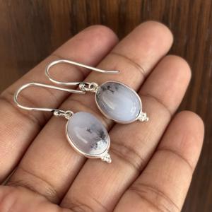 Pendientes pequeños de Plata de Ley 925 para mujer, Pendientes colgantes finos de piedras preciosas dendríticas, estilo bohemio, 5 gramos, fiesta de boda a la moda - Product Image 4