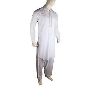 Chase Value Men's Embroidered Kameez Shalwar-White Size M Dobby Wash Wear - Product Image 2