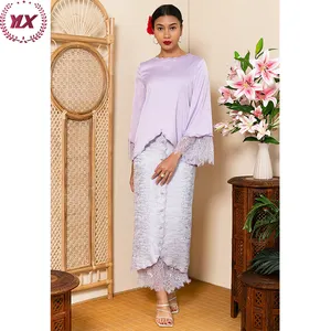 Muslim Songket Baju Kurung Malaysia Modern Design Long Sleeve Batik Dresses Indonesia Kebaya Printing Modern Baju Kurung