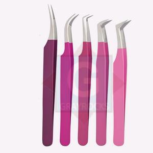 Vente en gros de pinces à cils en acier inoxydable de qualité supérieure Ensemble de pinces à cils à pointe en fibre de marque privée à 90 degrés - Product Image 3