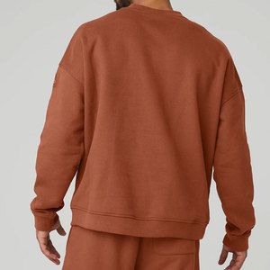 100% Cotton Fleece Long Sleeve Crew Sweatshirt for Men Fashionable Loose Fit Sweatshirt - Product Image 3