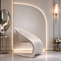 Chaise de loisirs ergonomique en bois courbé lisse, design paramétrique style berceau nordique, chaise en bois courbé en forme de C pour hôtel et club-house