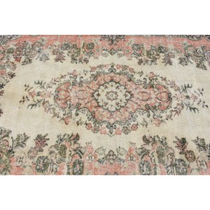 Traditional Beige <b>Brown</b> <b>Wool</b> Rug 5.6 X 9.3ft Handmade Turkish Rectangle Patchwork Latex Backing for Home Living for Entryway - Product Image 4