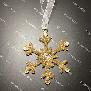 Adorno Navideño de Copo de Nieve con Cuentas Hecho a Mano, Tamaño Mediano, Decoración Colgante de Lujo, Color Dorado - Product Image 1