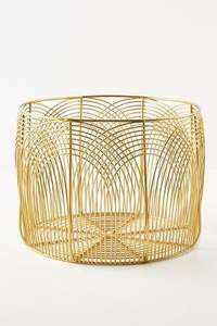 Cesta de almacenamiento de alambre de metal industrial vintage antiguo Fondo dorado para uso doméstico - Product Image 4