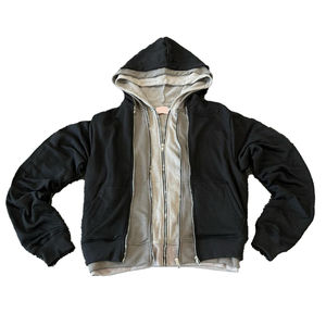 เสื้อฮู้ดสำหรับผู้ชายแนวสตรีทสีพื้นมีซิป Y2K ดีไซน์เนอร์สามชั้นแบบปรับแต่งได้ - Product Image 2