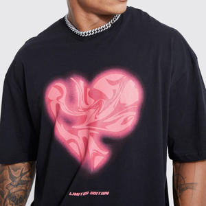 T-shirt personnalisé pour hommes 100% coton de qualité de luxe côtelée col rond imprimé Street Wear T-Shirt pour hommes - Product Image 5