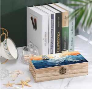 กล่องเก็บไม้เนื้อแข็งที่เงียบสงบทำจากอะคาเซียและไม้สนพร้อมกล่องงานฝีมือพิมพ์เคลือบเหมาะสำหรับใช้ในบ้าน - Product Image 1