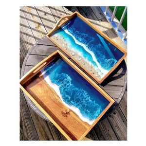 Venta al por mayor de bandeja de resina de madera para servir bebidas de té aperitivos tablas de servir vajilla de cocina bandeja de resina púrpura - Product Image 5