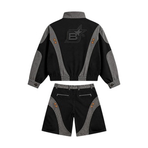 Custom Logo Hooded Oversized Nylon Plain Sets Vintage Windproof <b>Jacket</b> Pants 2 in 1 Design Eco-Friendly Tracksuit <b>Men</b> - Product Image 3