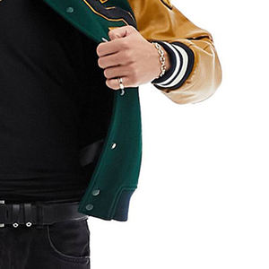 Fabricante personalizado de calidad superior Letterman Baseball School College Bomber Varsity Jacket Leather Sleeves Varsity Jacket - Product Image 5