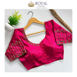 Fournisseur en gros d'exportation de vêtements indiens, dernière mode, chemisier en soie Kimchi de créateur avec broderie à la main pour les festivals et les soirées - Product Image 4