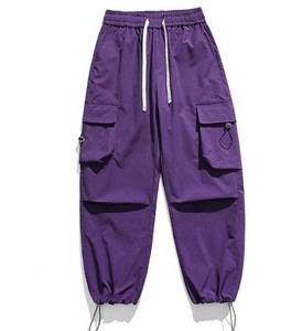 Pantalones Cargo estilo Hip Hop Vintage de gran tamaño 100% algodón media pierna ancha paracaídas Color frontal plano para ropa de calle Techwear Look - Product Image 5