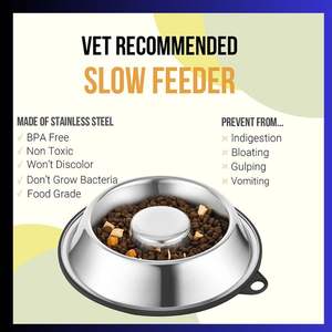 Mayorista Logotipo personalizado Cachorros Mascota Acero inoxidable Plato de alimentación lenta Cuenco para perros Cachorros Limpio Resistente al óxido para la venta - Product Image 4