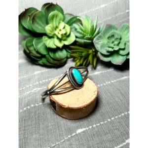 Dave Skeets Kingman Turquoise Sterling <b>Silver</b> Cluster <b>Cuff</b> <b>Bracelet</b> Handmade Southwest Fashion Jewelry for Women - Product Image 2
